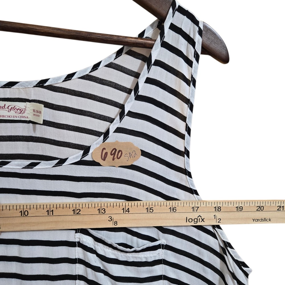 Faded Glory Women's Tank Tip Size XL White Black Stripe Scoop Neck Sleeveless - Picture 3 of 6
